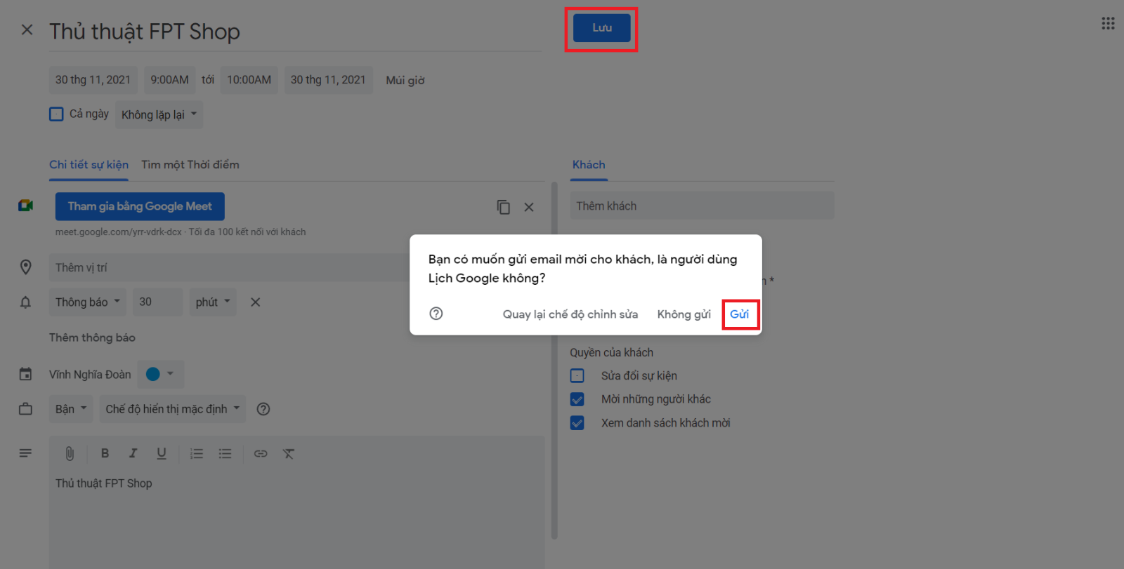 Cách tạo Email mời tham gia cuộc họp và lên lịch hẹn (4)