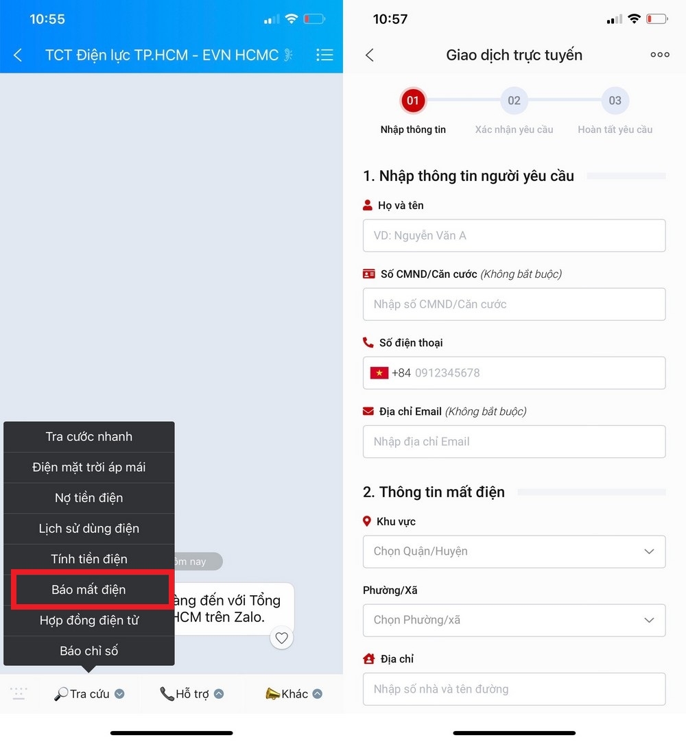 Báo mất điện trên Zalo (3)