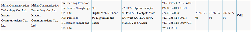 Xiaomi 12 Pro đạt chứng nhận 3C