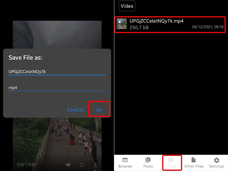 Chọn OK và nhấn vào Video để lưu