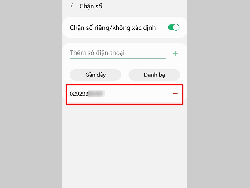 Danh sách chặn sẽ hiện ra và bạn có thể chỉnh sửa nó