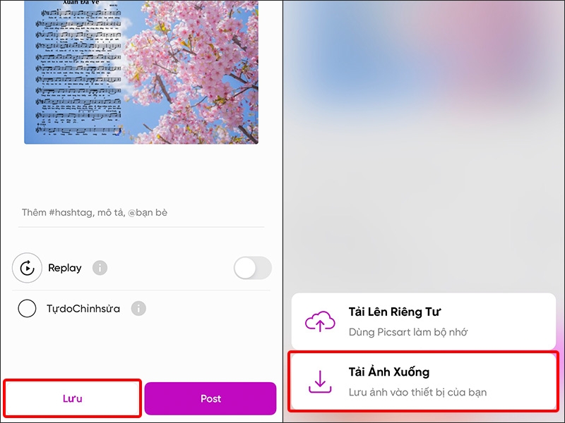 Nhấn Lưu và tải hình ảnh về thiết bị