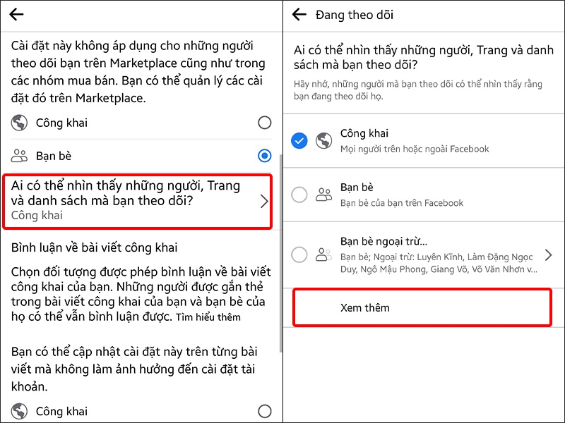 Chỉnh sửa người theo dõi