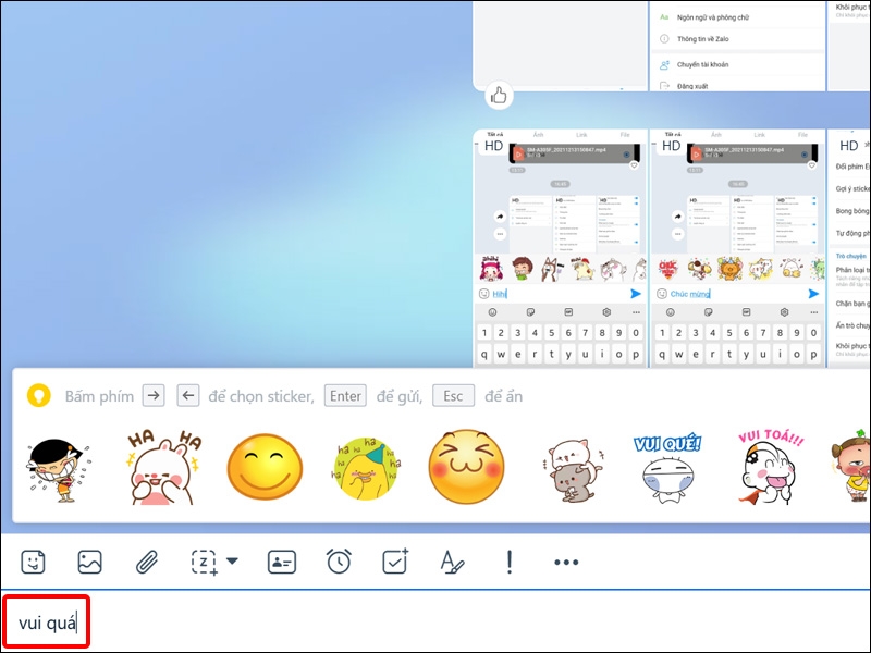 Hiển thị Sticker theo nội dung tin nhắn
