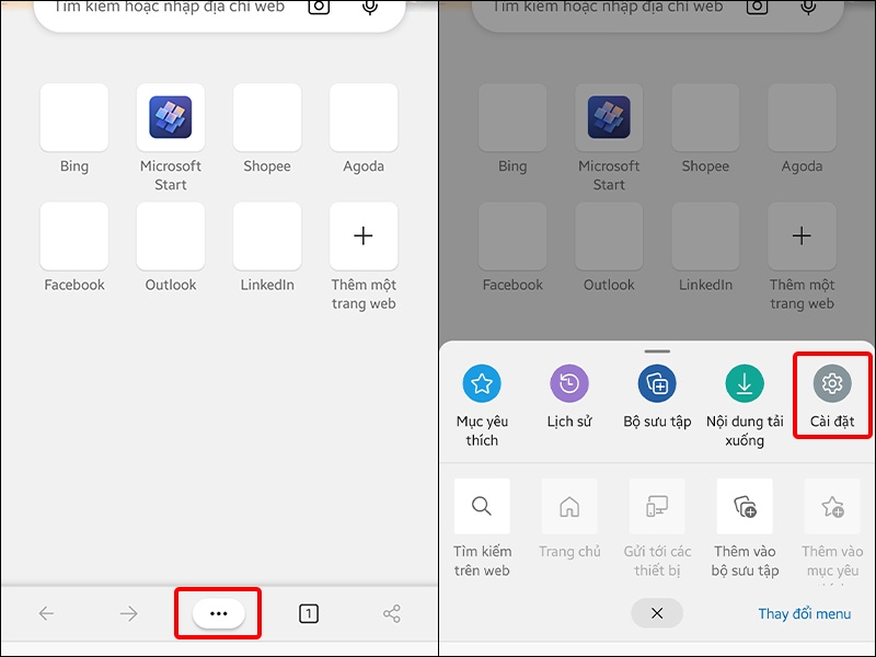 Nhấn vào dấu 3 chấm và chọn Cài đặt