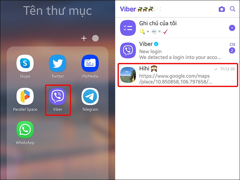 Vào ứng dụng Viber và nhấn vào cuộc trò chuyện của bạn