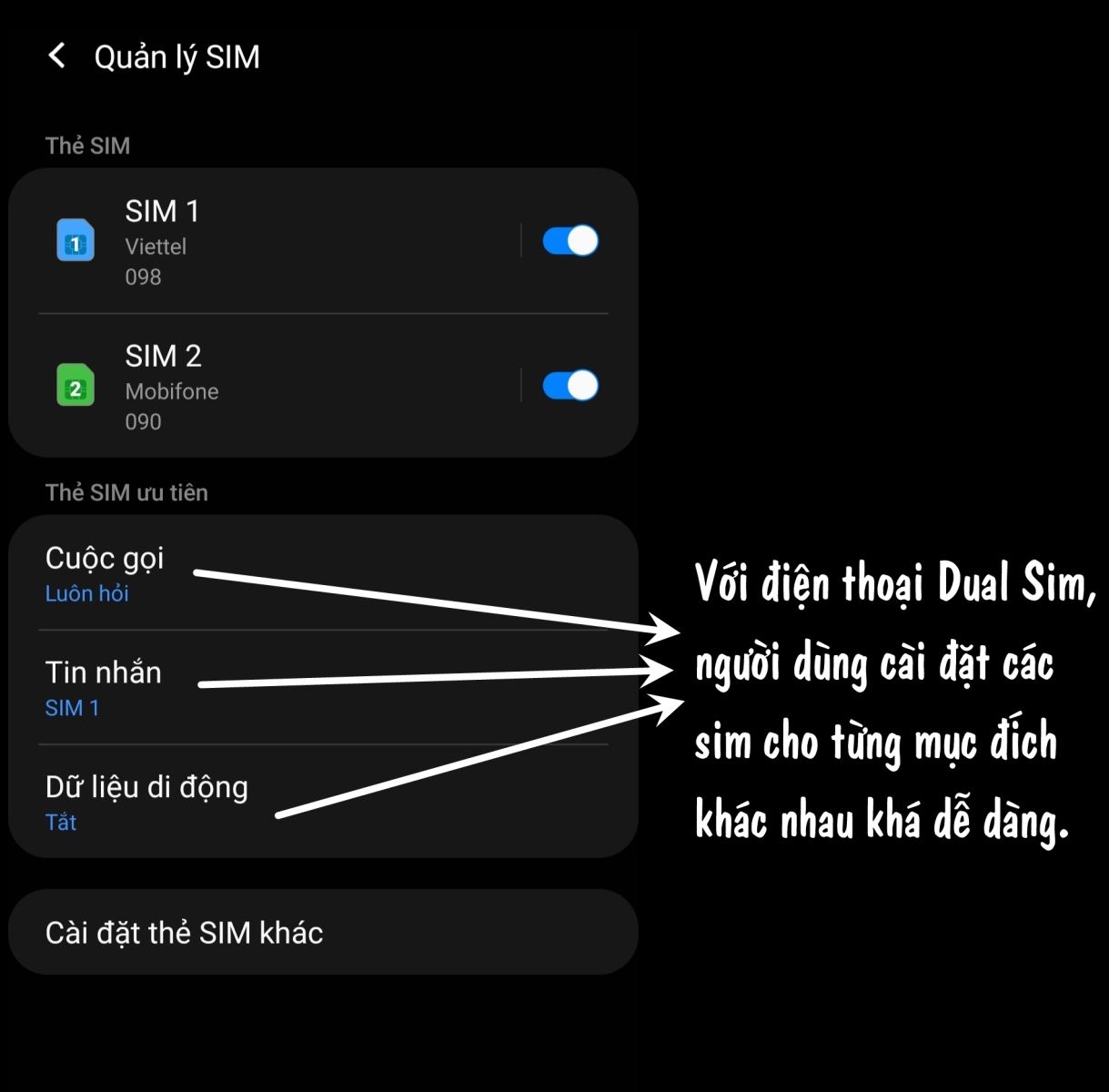 Điện thoại Dual Sim giúp người dùng có nhiều thuận tiện khi sử dụng.