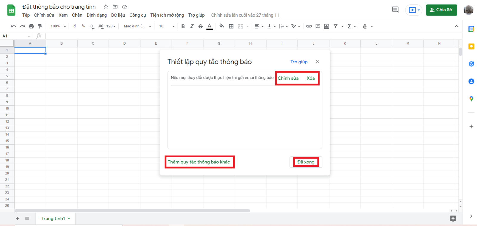 Cách bật thông báo khi có thay đổi trên Google Sheet (3)