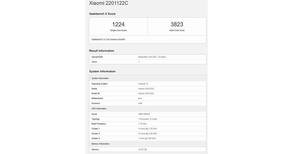 Xiaomi 12 Pro với chip Snapdragon 8 Gen 1, RAM 12GB được phát hiện trên Geekbench Xiaomi 12 Pro với chip Snapdragon 8 Gen 1, RAM 12GB được phát hiện trên Geekbench