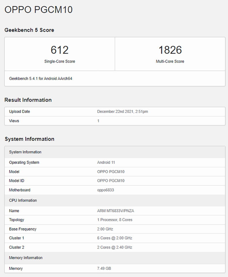 OPPO K9 lộ cấu hình trên Geekbench