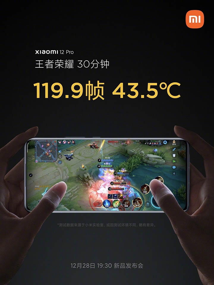 Xiaomi 12 Pro có thể duy trì ở nhiệt độ 43.5°C sau nửa giờ chơi game Xiaomi 12 Pro có thể duy trì ở nhiệt độ 43.5°C sau nửa giờ chơi game