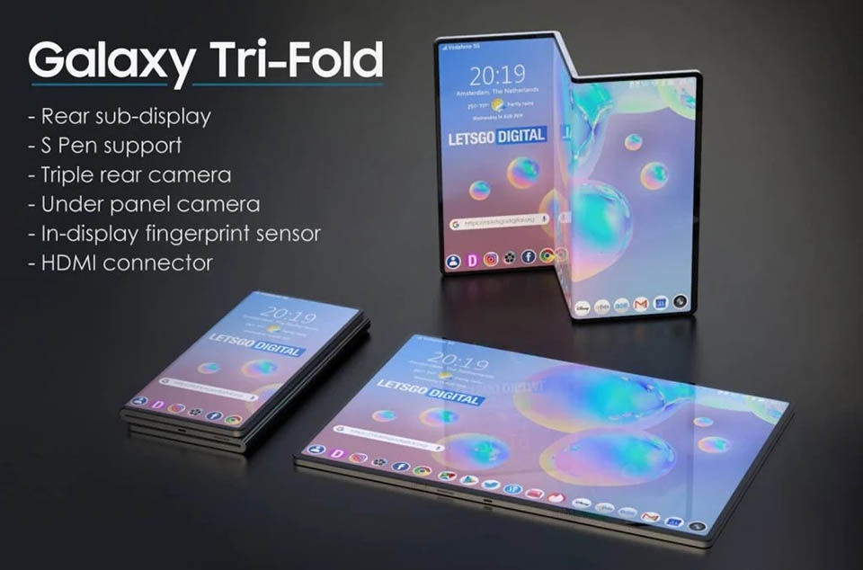 Bằng sáng chế của Samsung về smartphone sở hữu màn hình gập ba (ảnh 2) Bằng sáng chế của Samsung về smartphone sở hữu màn hình gập ba (ảnh 2)
