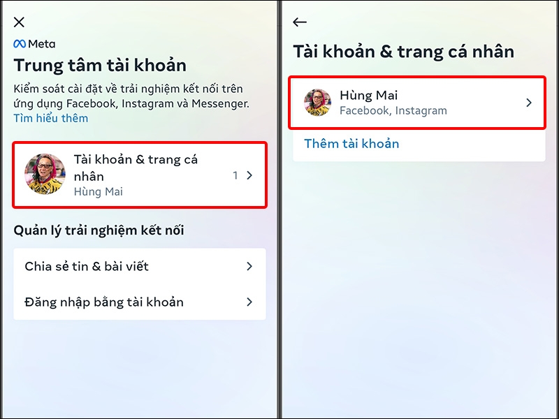 Nhấn vào Tài khoản & trang cá nhân và chọn Tài khoản của bạn