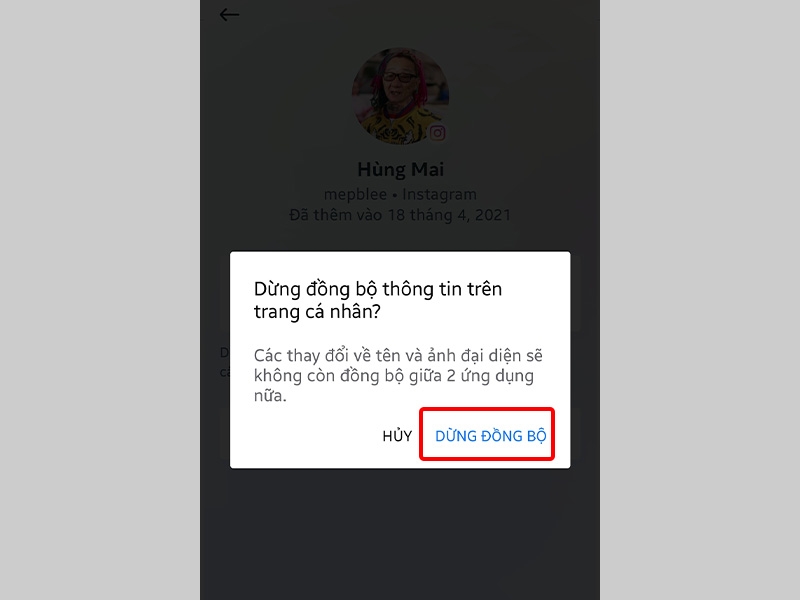 Nhấn vào Dừng đồng bộ để hoàn tất cài đặt
