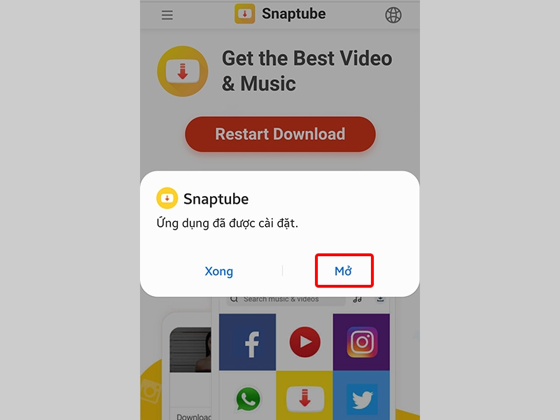 Nhấn Mở ứng dụng sau khi cài đặt xong