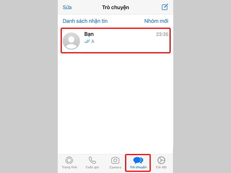 Nhấn vào tab Trò chuyện và chọn đoạn chat bạn muốn