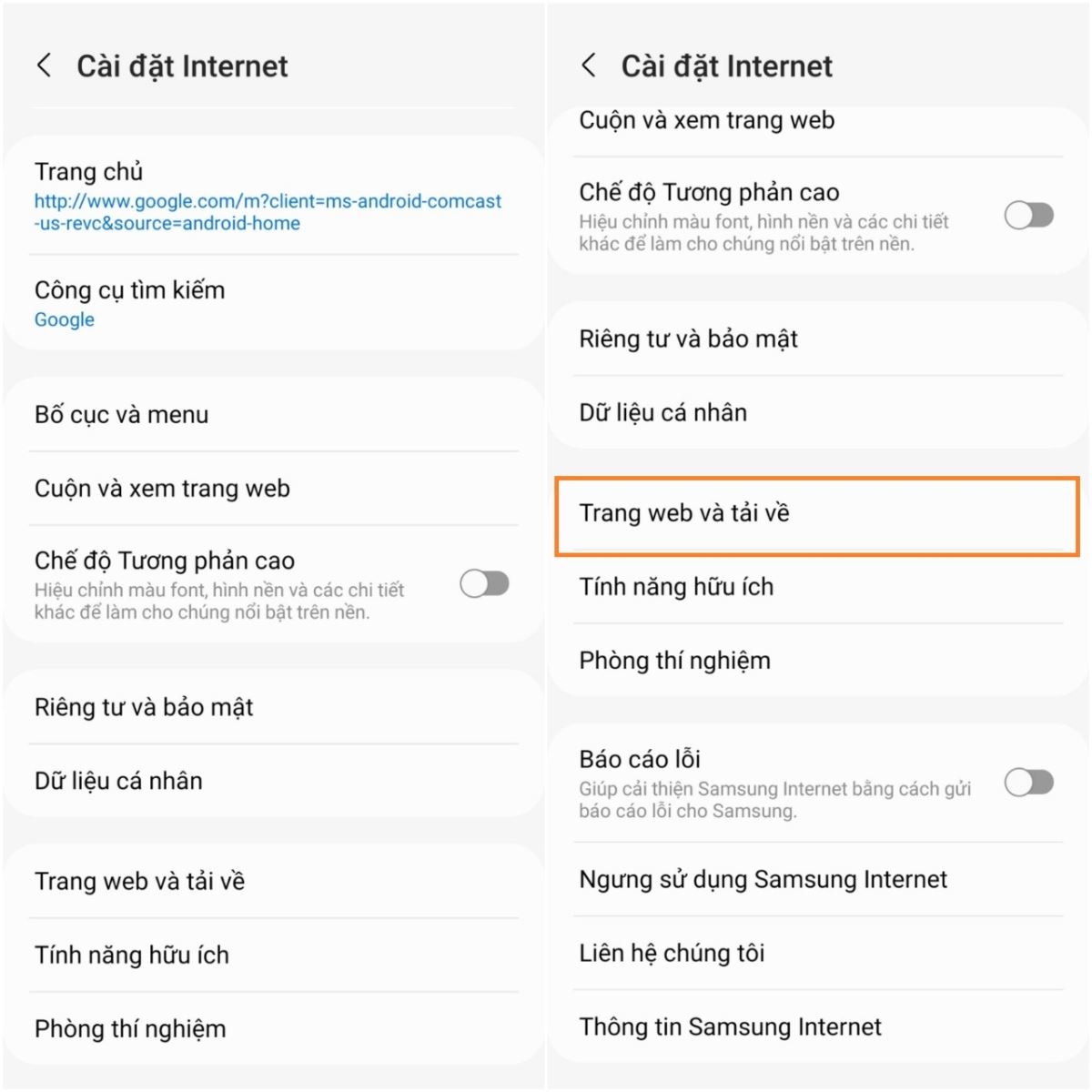 Cách thay đổi thư mục tải xuống trên ứng dụng Samsung Internet (2)