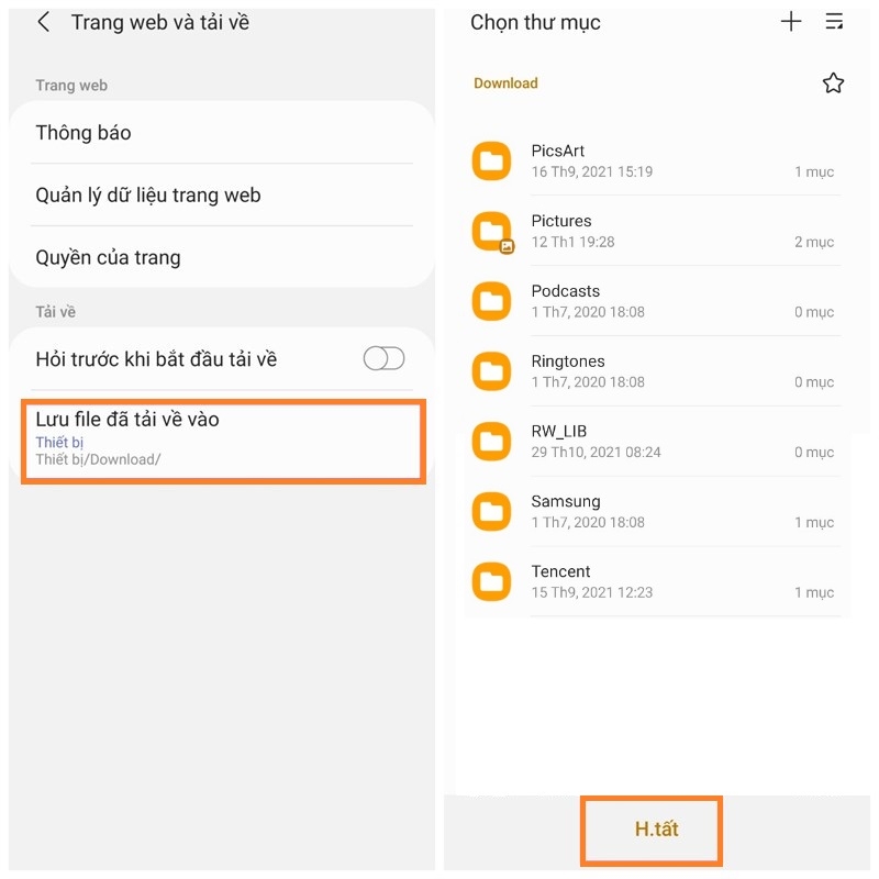 Cách thay đổi thư mục tải xuống trên ứng dụng Samsung Internet (3)