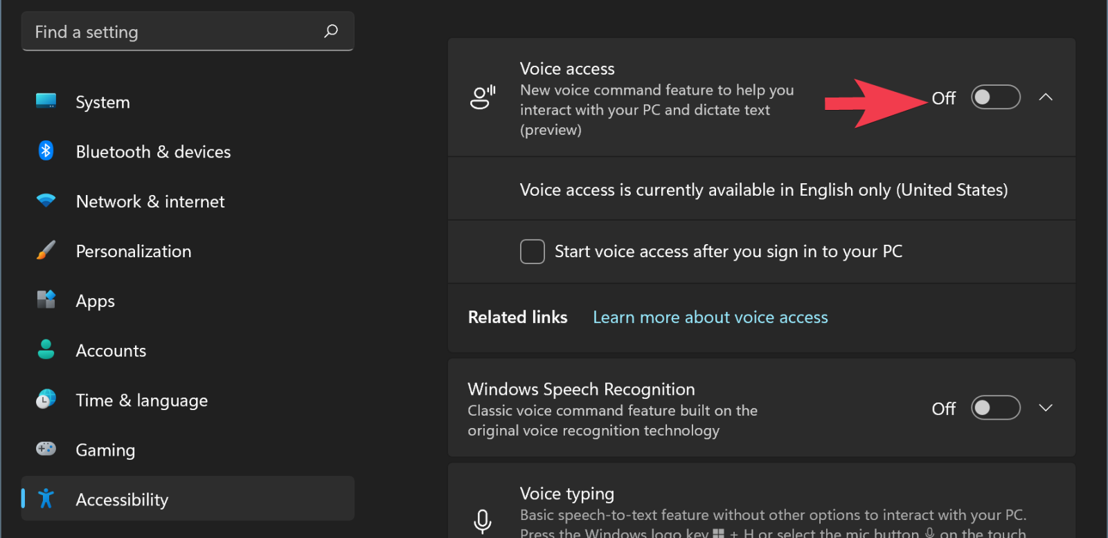 Cách bật hoặc tắt tính năng truy cập bằng giọng nói trên Windows 11 (5)
