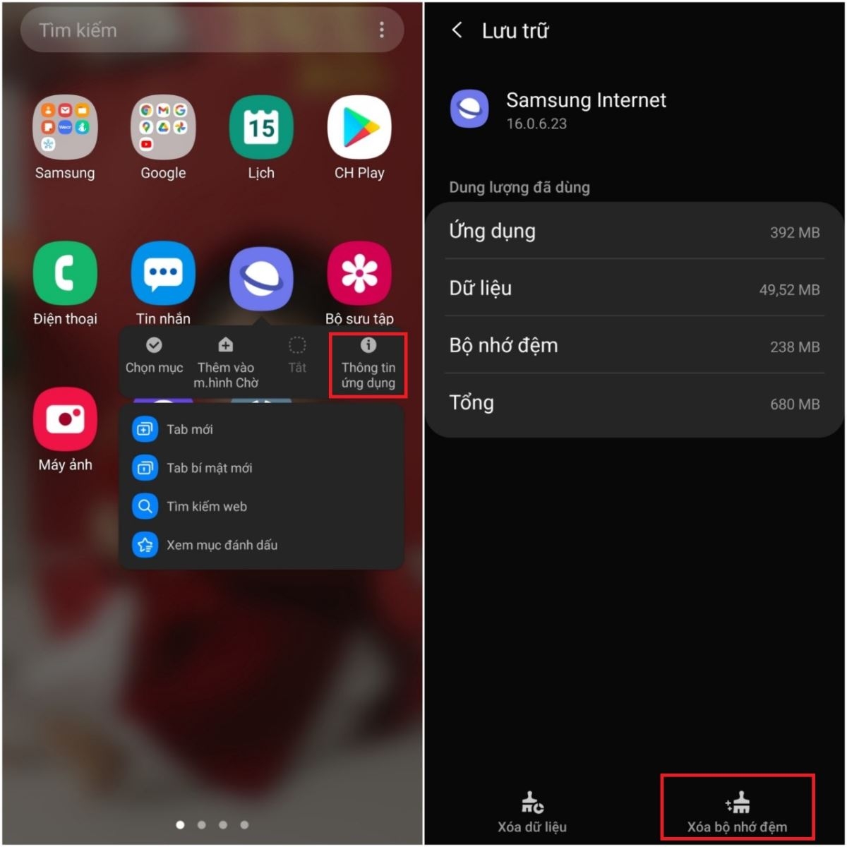 Cách khắc phục lỗi đứng, đơ trên ứng dụng Samsung Internet (3)