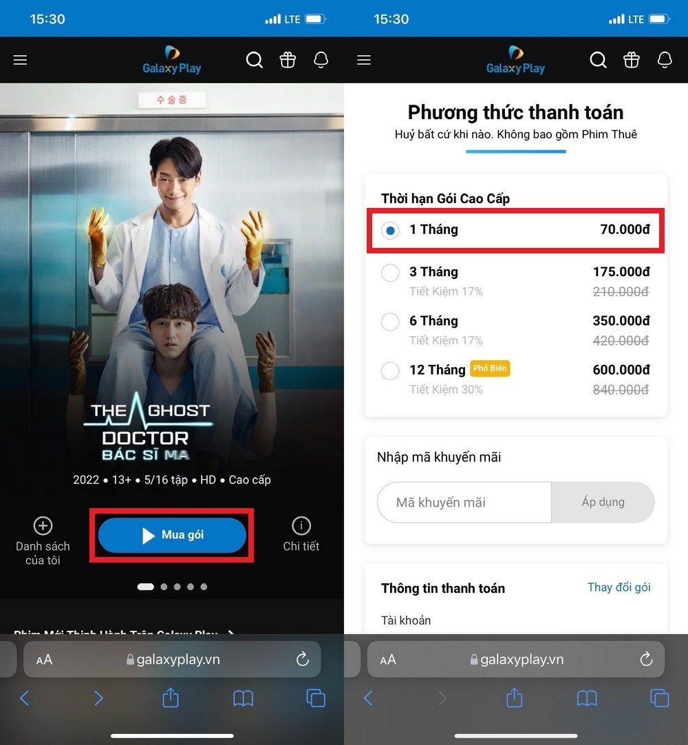 Cách đăng ký gói cao cấp Galaxy Play 1 tháng chỉ 1.000 đồng (2)