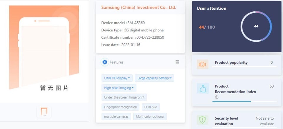 Galaxy A53 5G đạt chứng nhận TENAA (ảnh 2) Galaxy A53 5G đạt chứng nhận TENAA (ảnh 2)