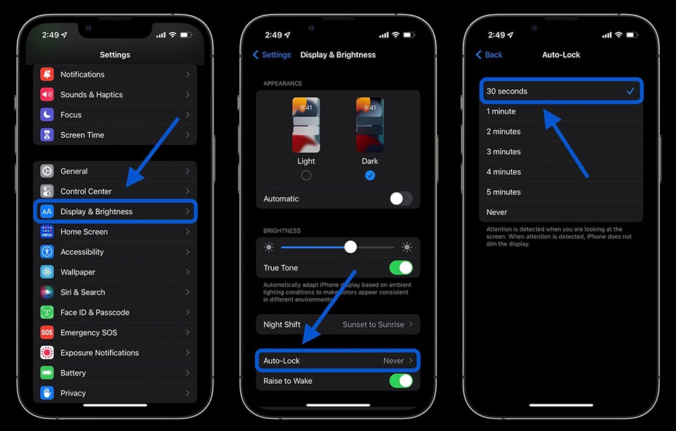 Tự động khóa và điều chỉnh độ sáng màn hình Tự động khóa và điều chỉnh độ sáng màn hình