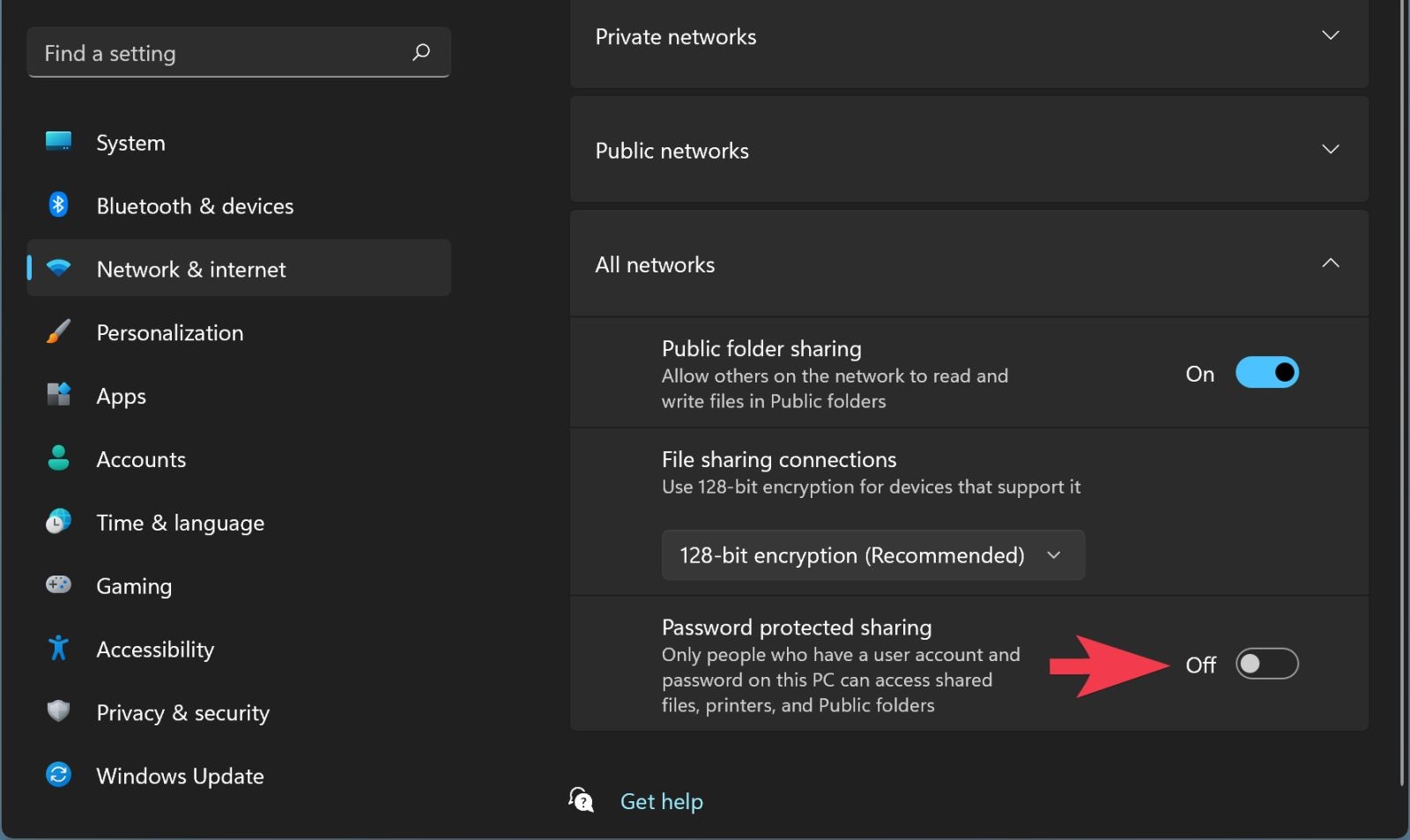 Cách bật hoặc tắt tính năng chia sẻ được bảo vệ trên Windows 11 (3)