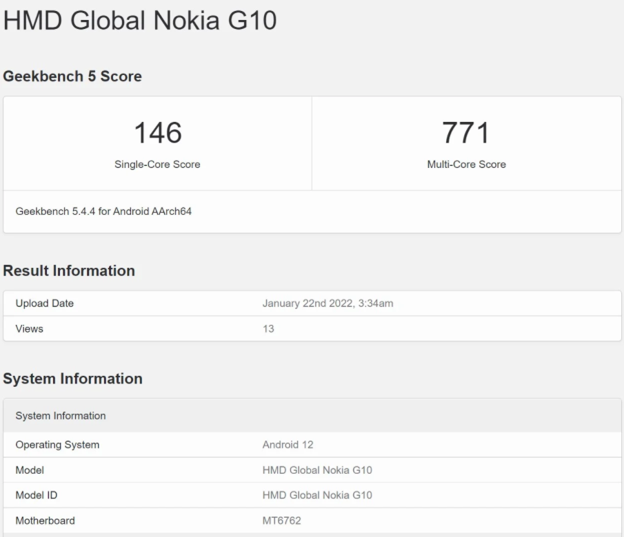 GeekBench tiết lộ Nokia G10 sắp được thử nghiệm Android 12 (1)