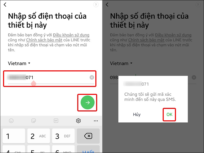 Nhập số điện thoại mà bạn muốn đăng nhập
