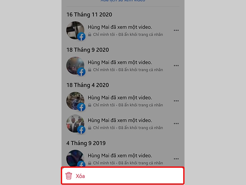 Nhấn Xóa