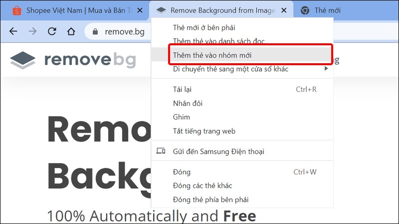 Nhấn vào Thêm thẻ vào nhóm mới