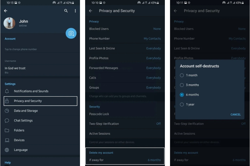 Cách hủy hoặc xóa tài khoản Telegram (1)