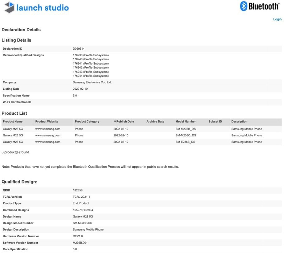 Galaxy M23 5G đạt chứng nhận Bluetooth
