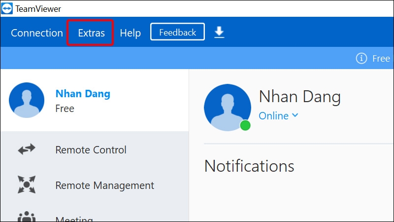 Nhấn vào mục Extras