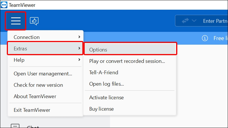 Chọn Extras và chọn Options