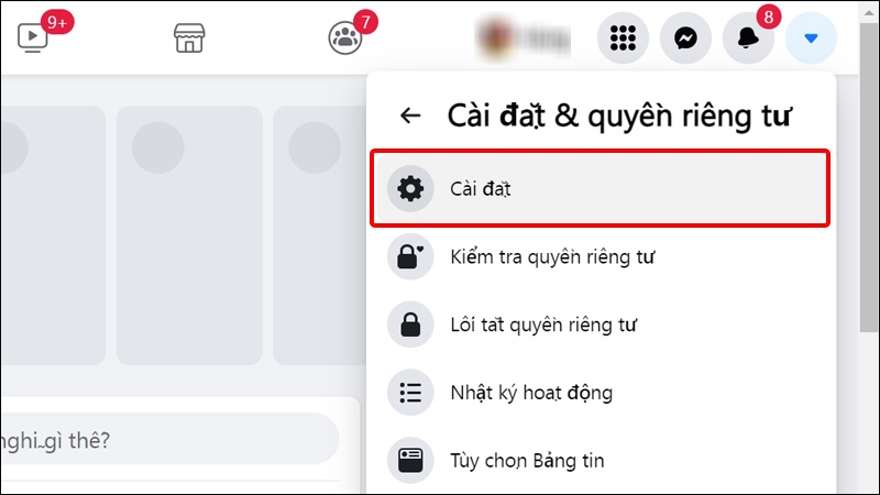 Chọn Cài đặt