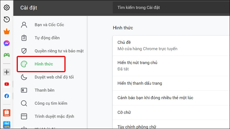 Chọn Hình thức
