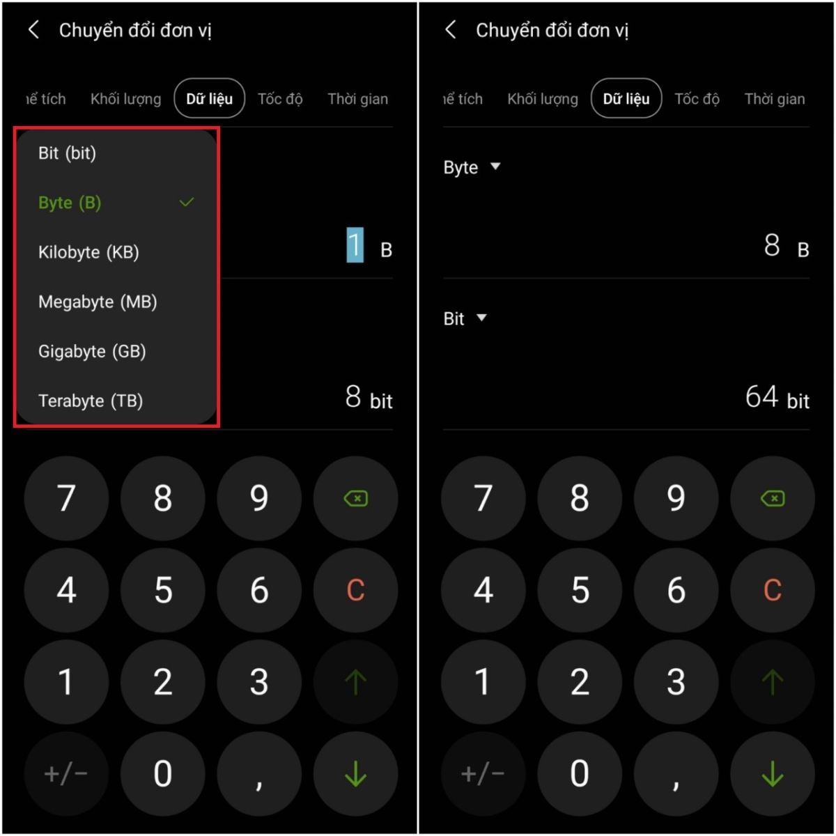 Cách đổi đơn vị, tính lượng giác trên điện thoại Samsung (3)