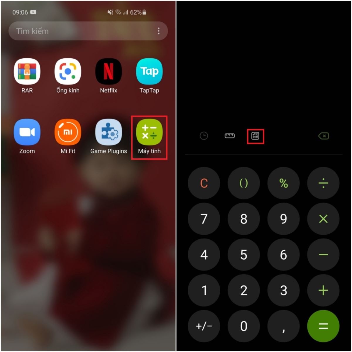 Cách đổi đơn vị, tính lượng giác trên điện thoại Samsung (4)