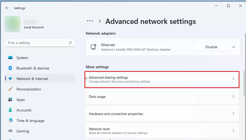 Hướng dẫn bật hoặc tắt chia sẻ file và máy in trên Windows 11 (4)