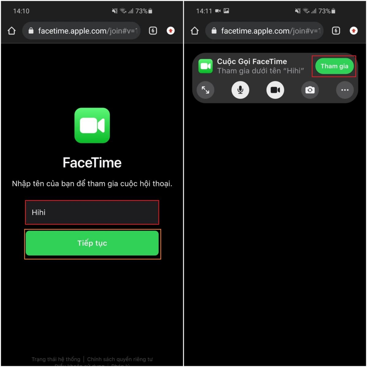 Cách tham gia cuộc gọi FaceTime trên điện thoại Android (2)