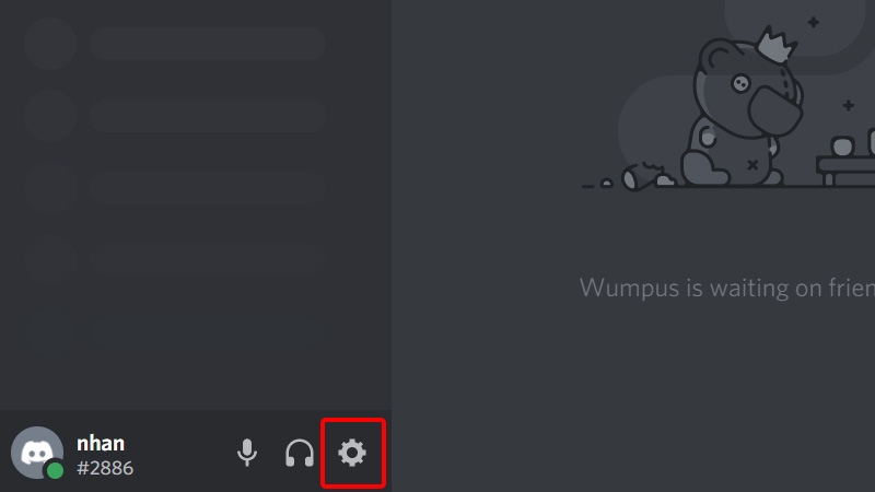 Mở ứng dụng Discord và nhấn vào biểu tượng Cài đặt