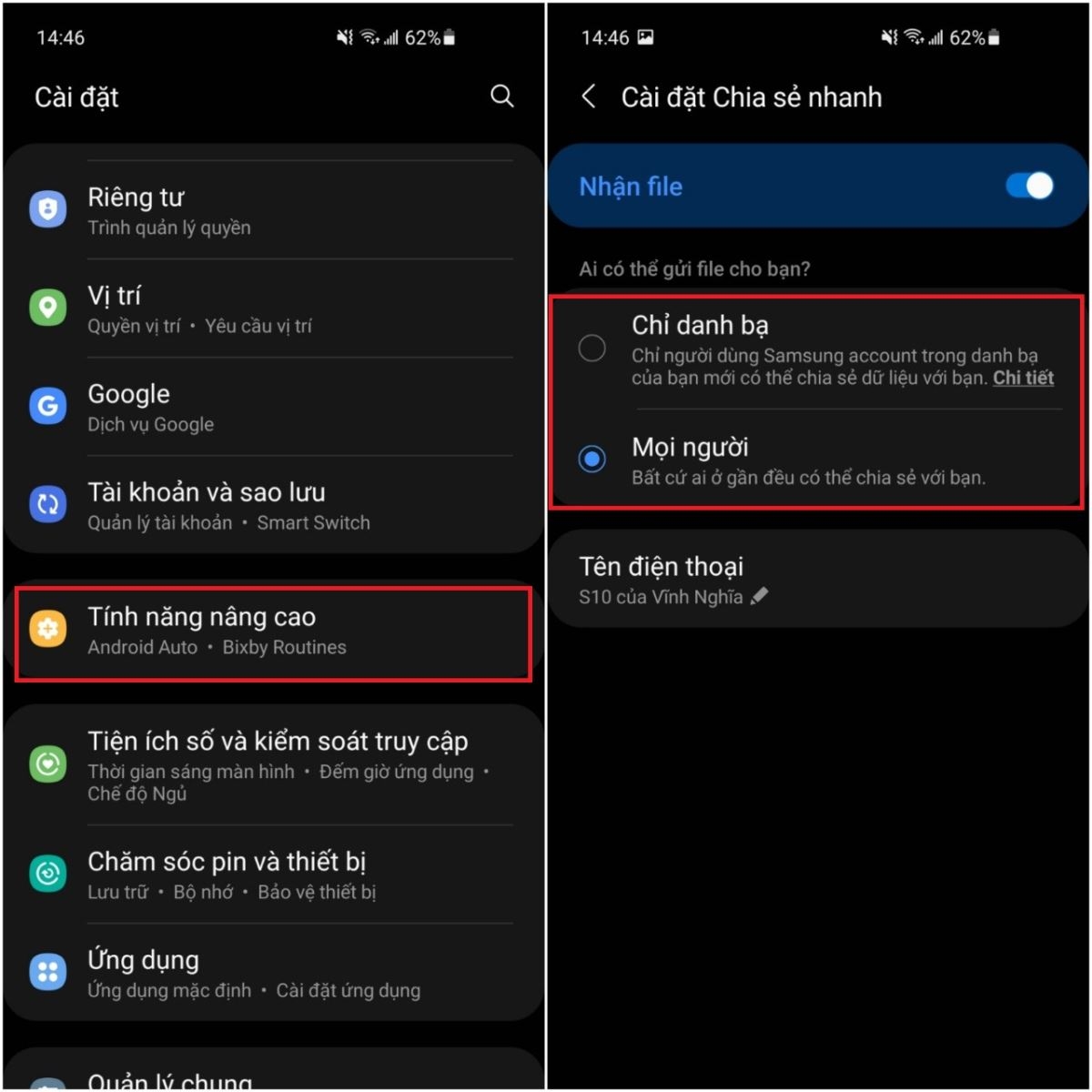 Cách sử dụng tính năng Chia sẻ nhanh trên điện thoại Samsung (3)