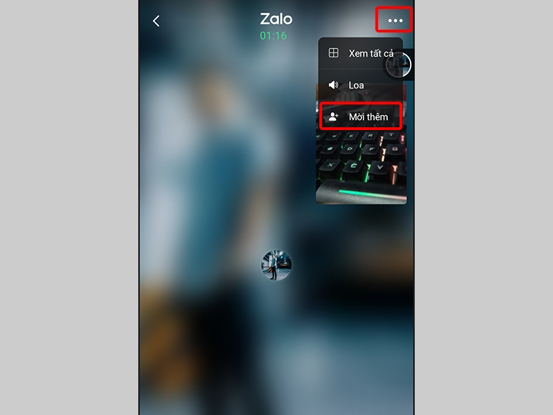 Nhấn vào biểu tượng ba chấm và chọn Mời thêm
