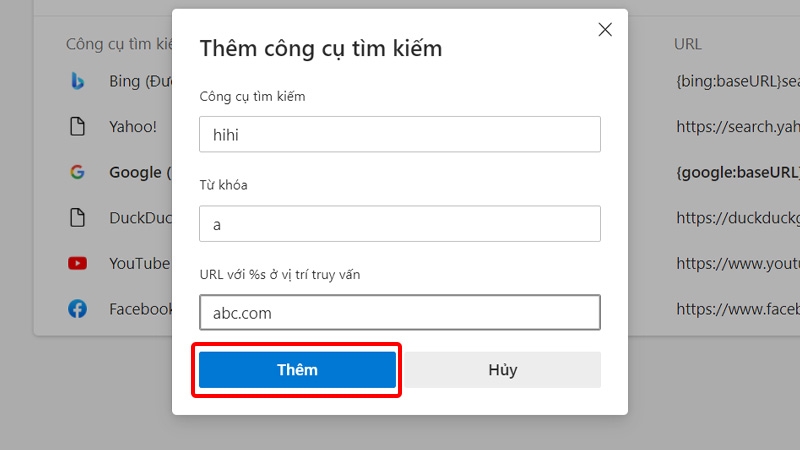 Nhấn nút Thêm để lưu lại