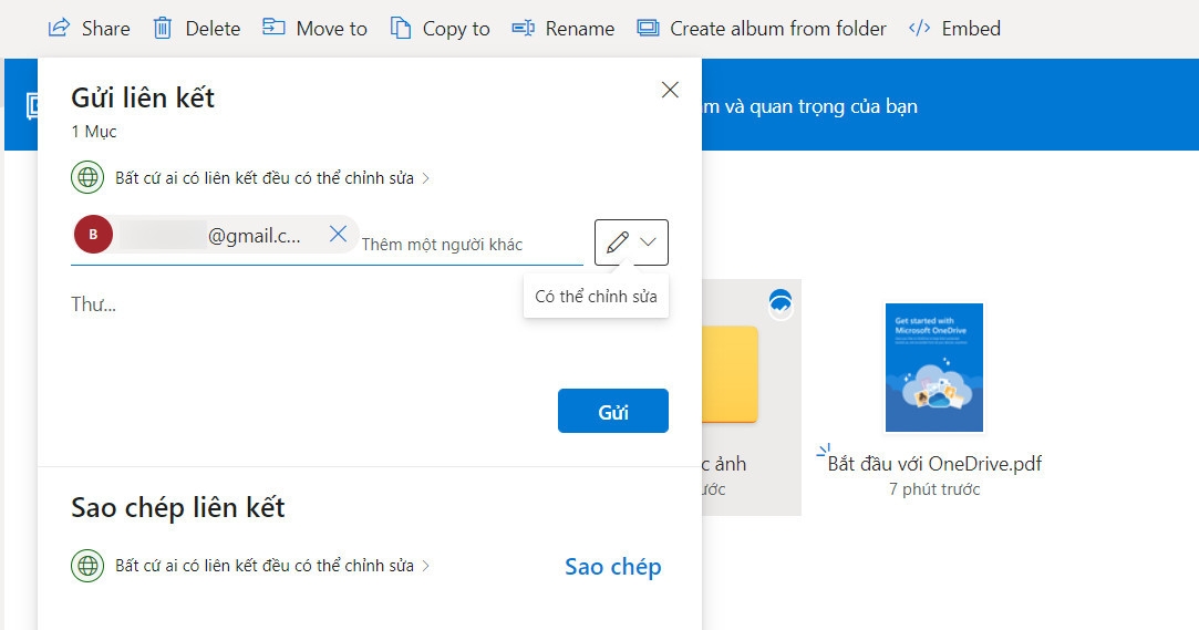 Hướng dẫn thay đổi quyền liên kết trong OneDrive (2)