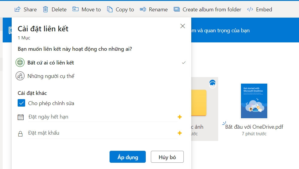 Hướng dẫn thay đổi quyền liên kết trong OneDrive (4)