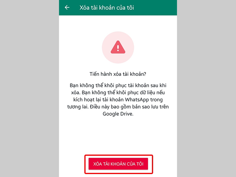 Nhấn XÓA TÀI KHOẢN CỦA TÔI để hoàn tất thao tác