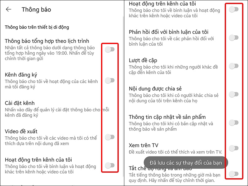Tắt những thông báo mà bạn muốn